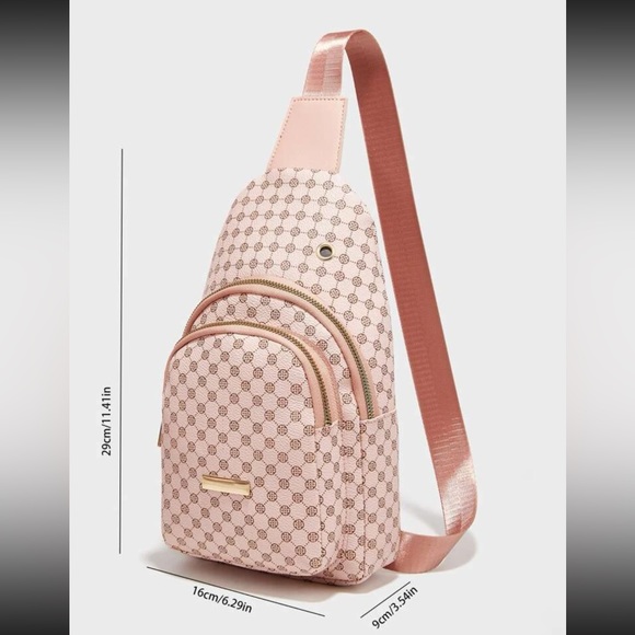 GEOMETRIC LIGHT PINK MINI SLING BACKPACK - Picture 3 of 6
